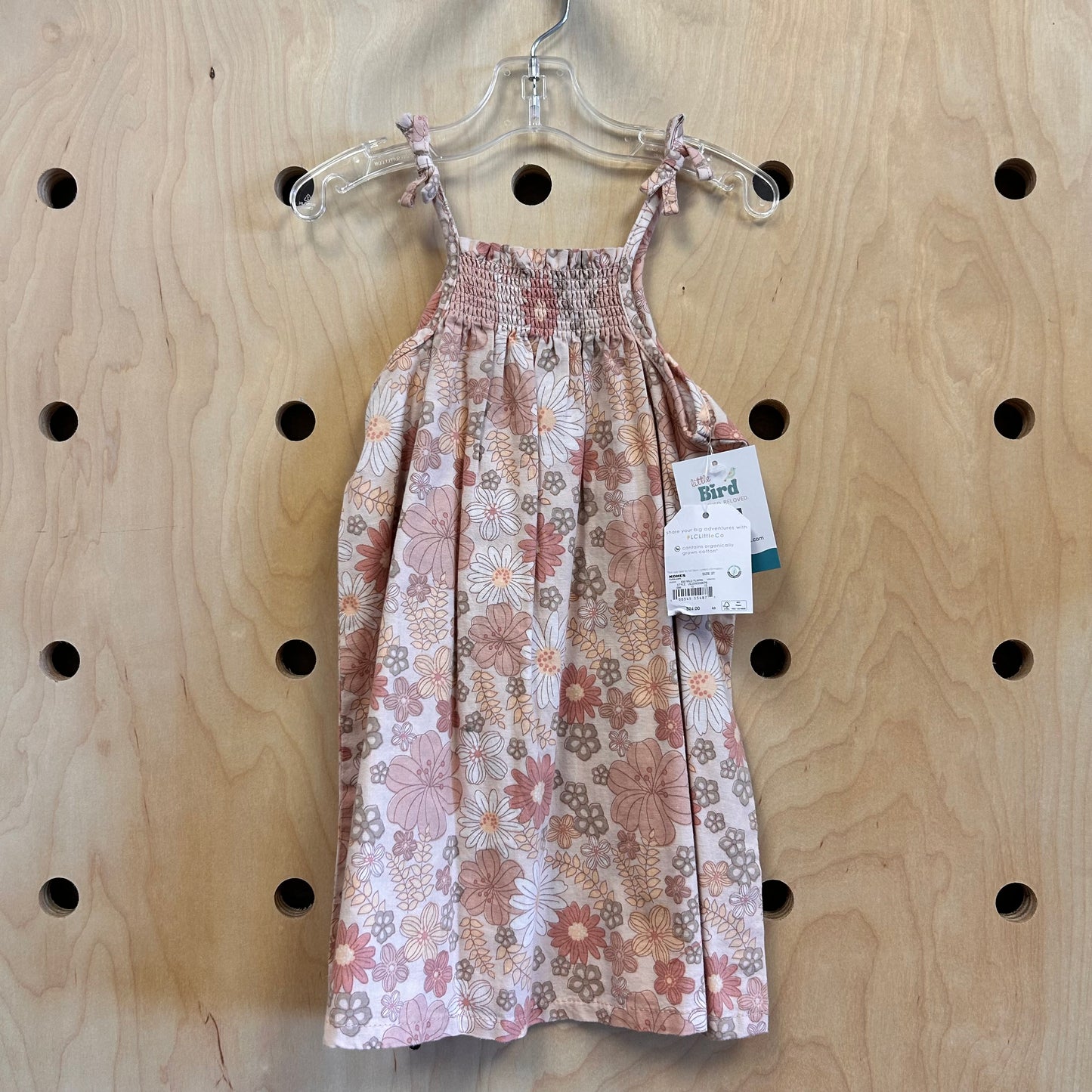 Organic Cotton Peach Floral Dress NEW!