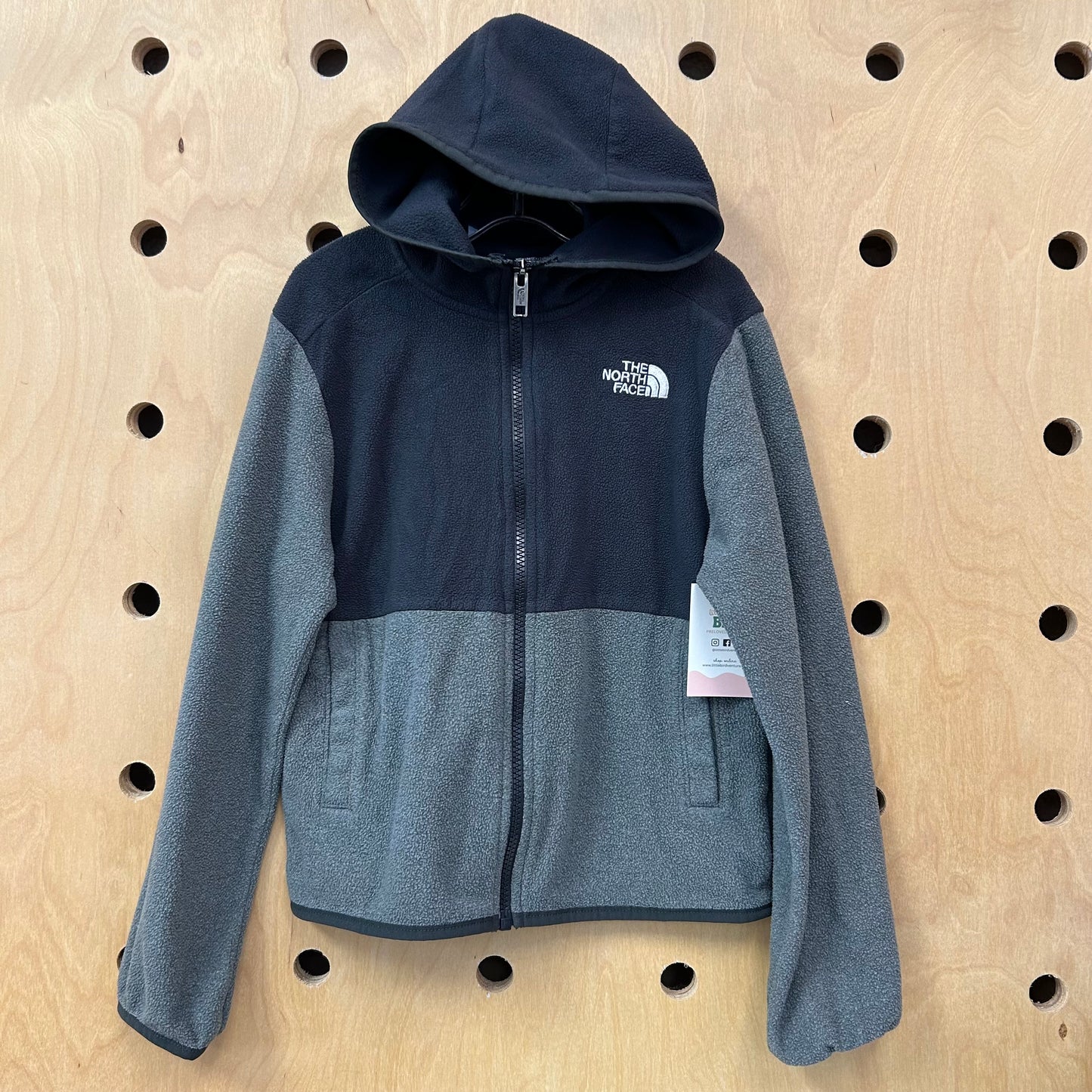 Grey + Black Fleece Zip Hoodie