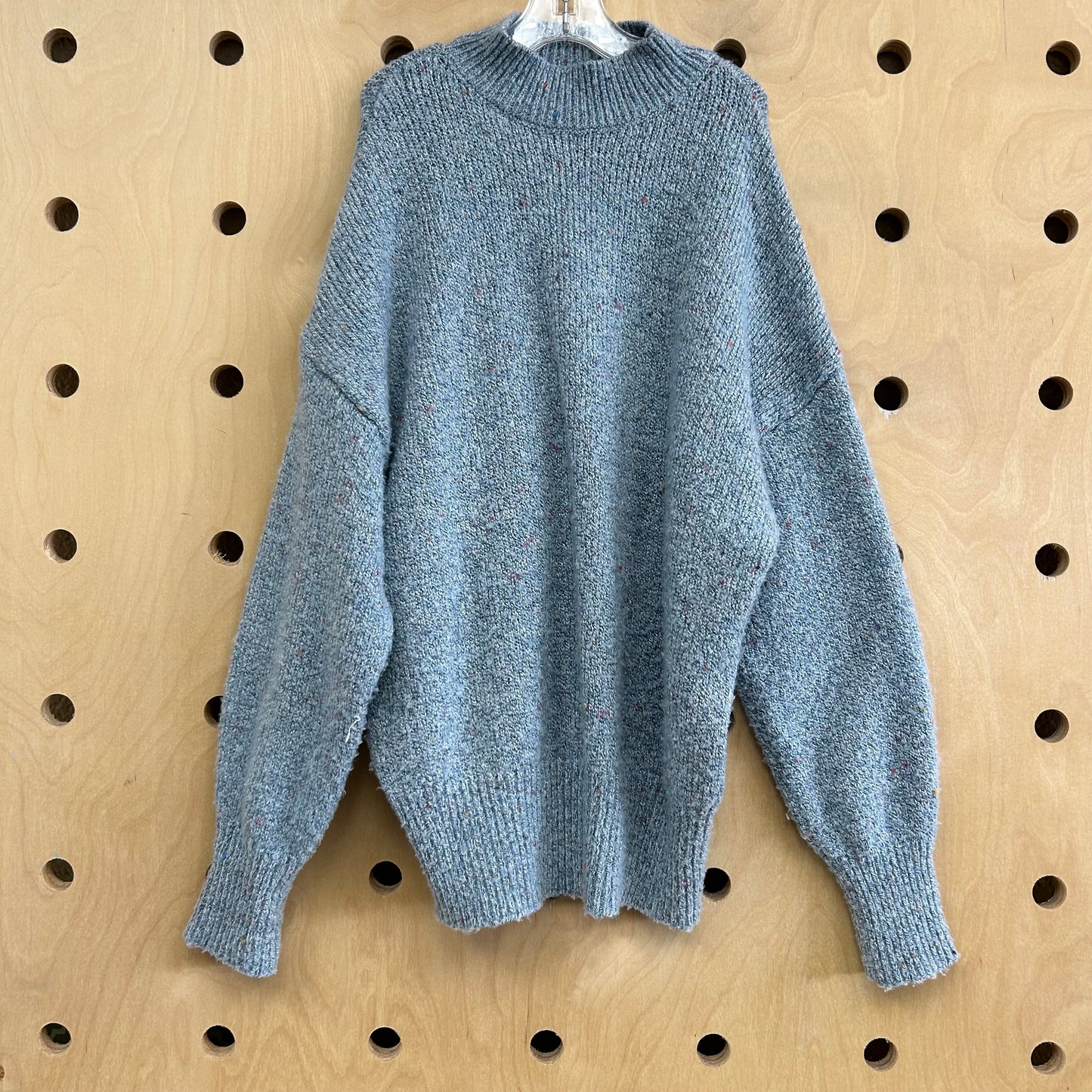 Blue Confetti Mock Neck Sweater