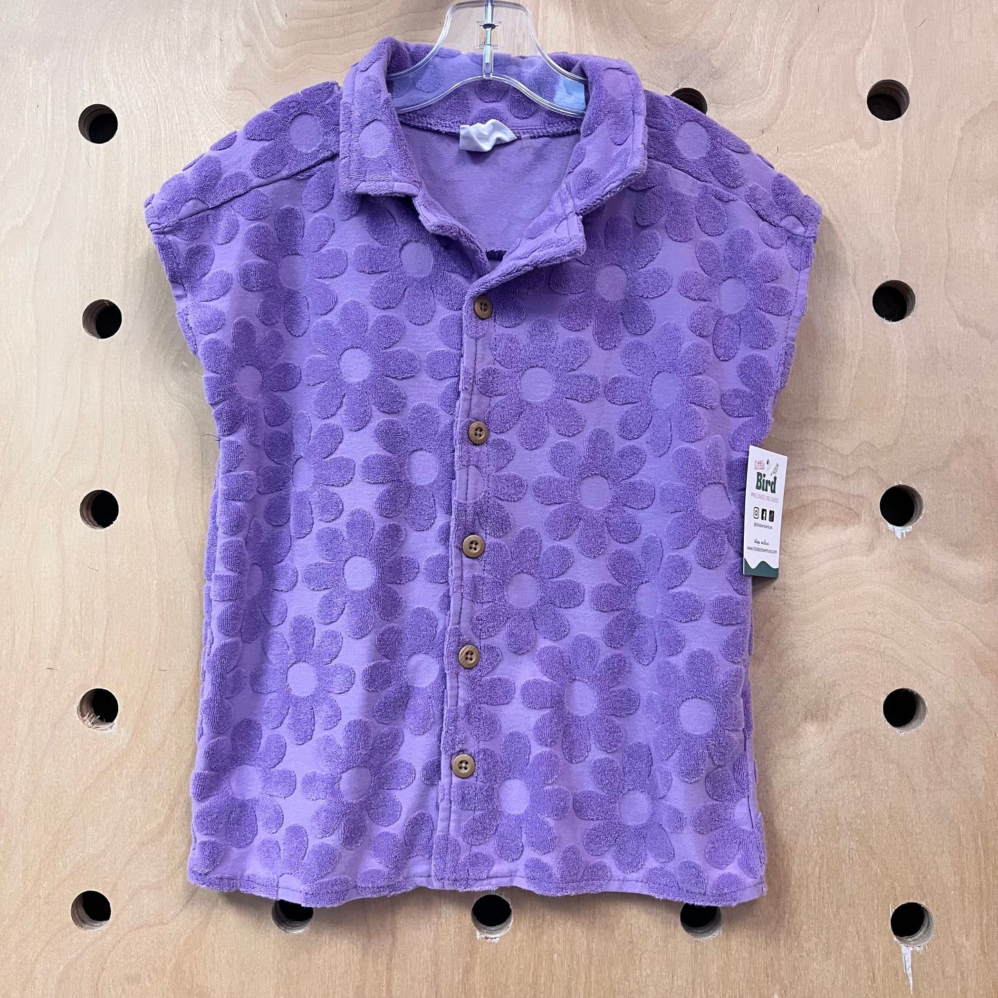 Purple Terry Floral Button Up