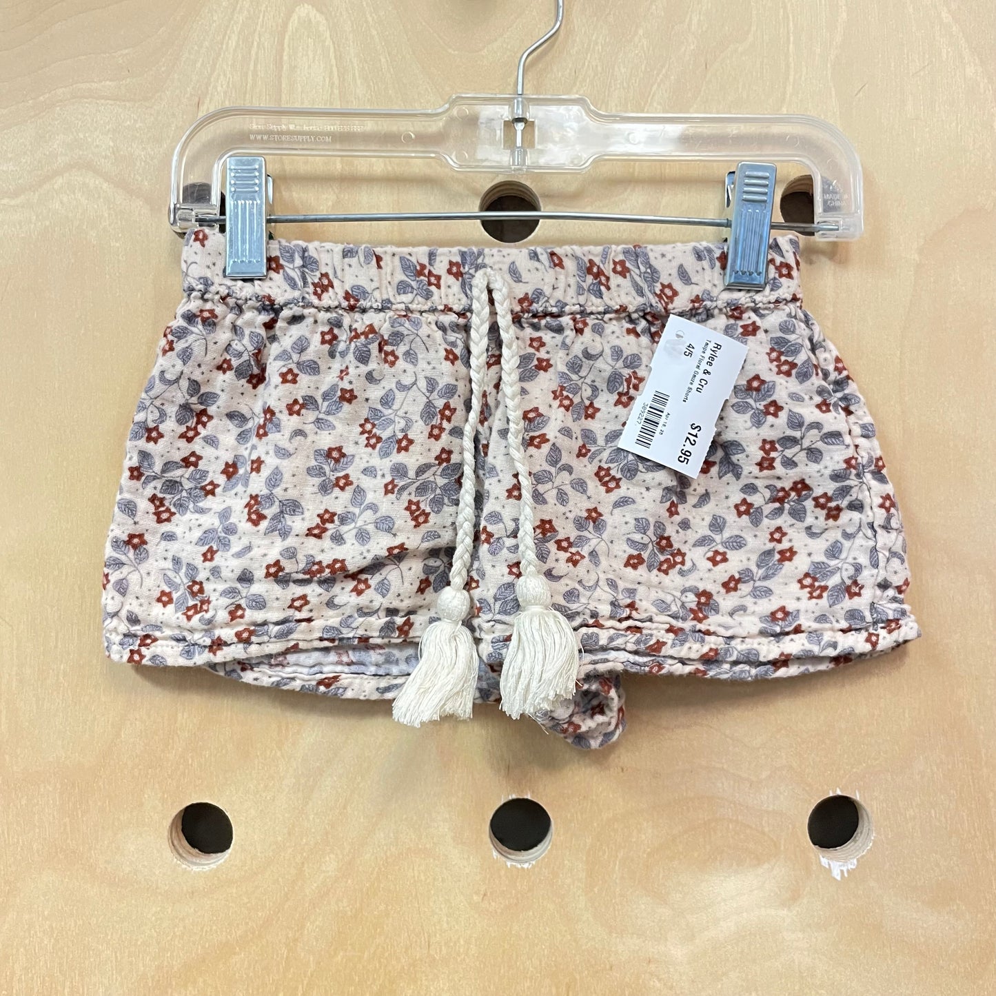 Taupe Floral Gauze Shorts
