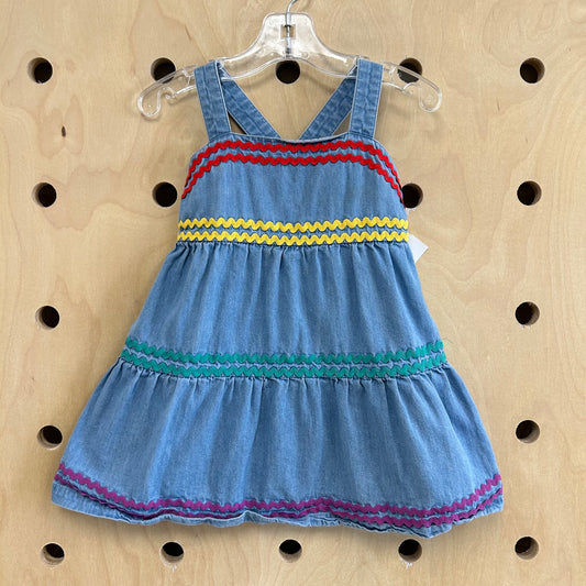 Denim Colorful Ribbon Dress