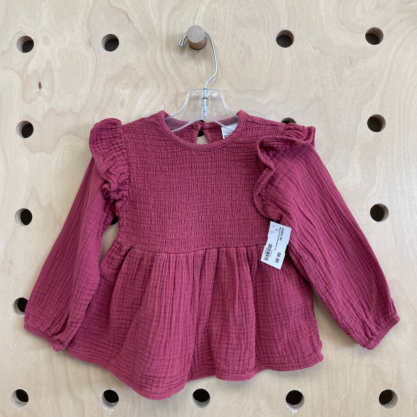 Raspberry Smocked Muslin Top