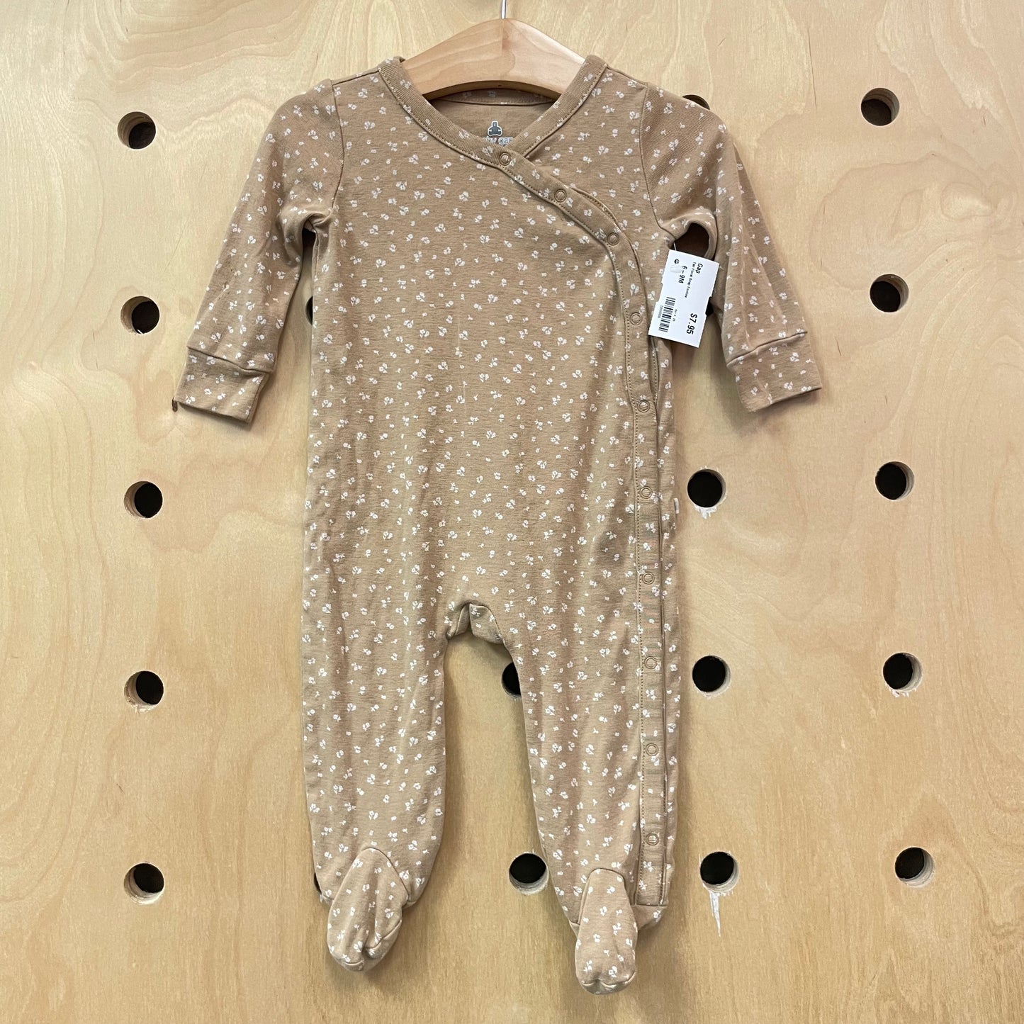 Tan Floral Snap Footies