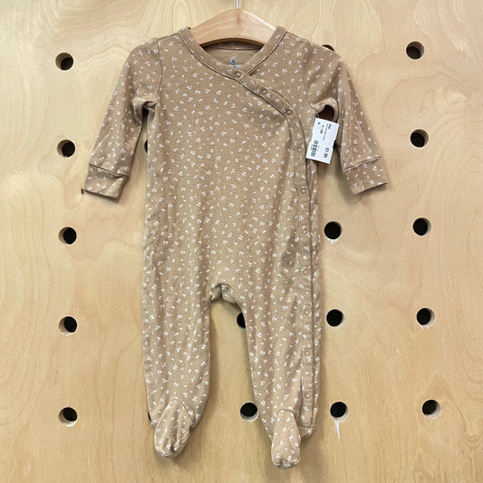Tan Floral Snap Footies