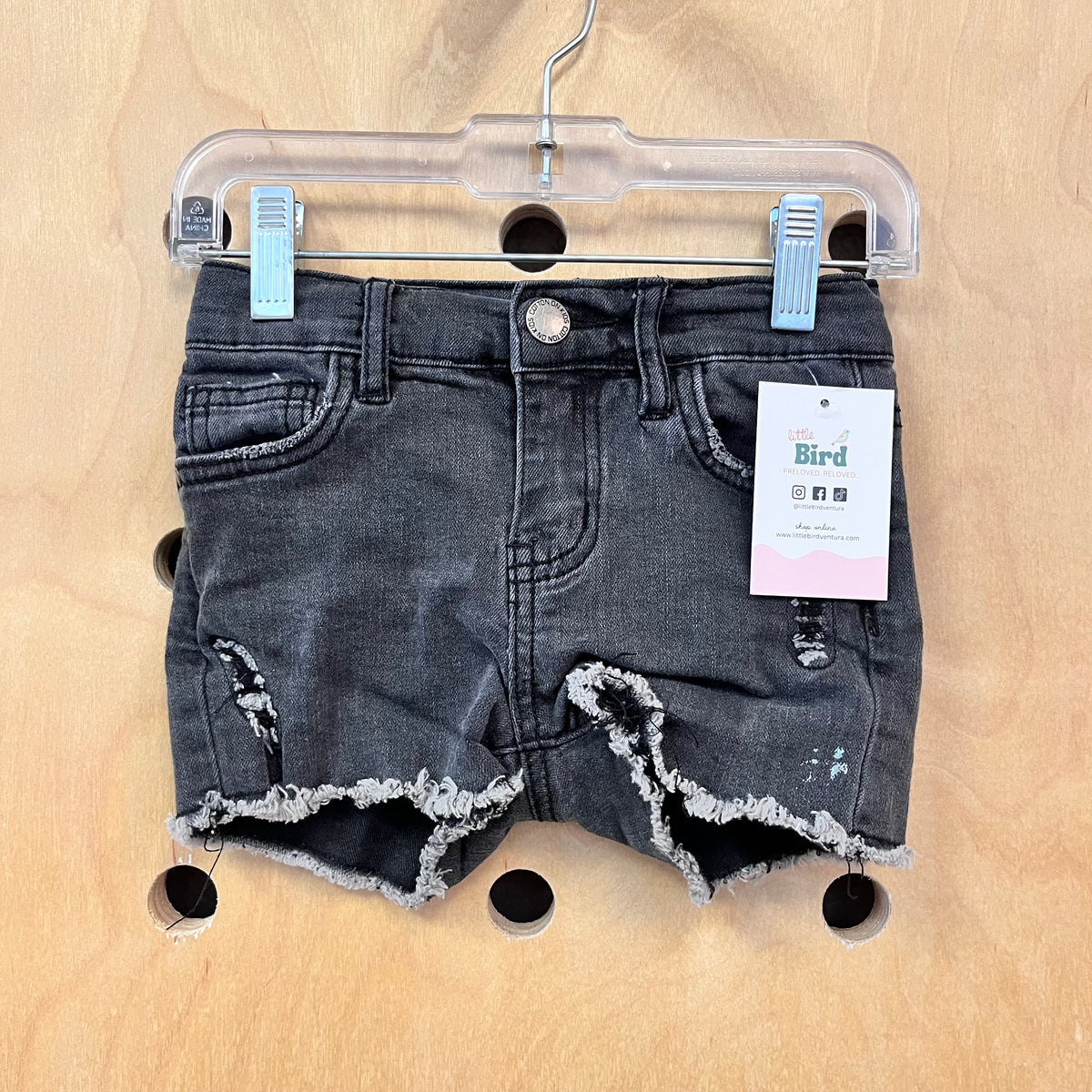 Black Distressed Denim Shorts