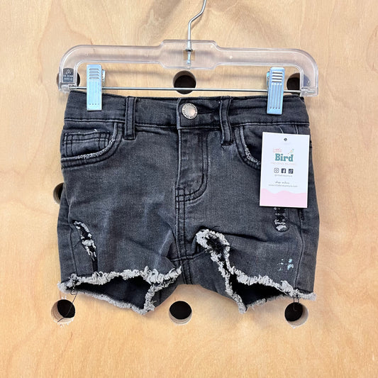 Black Distressed Denim Shorts
