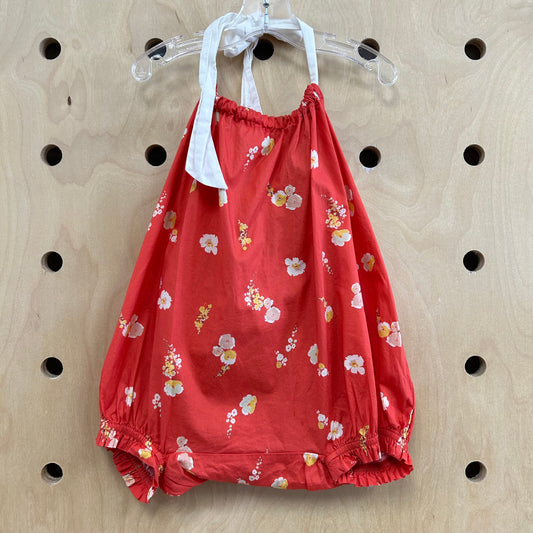 Coral Cherry Blossom Pillow Romper