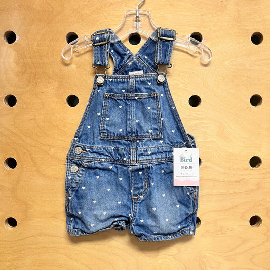 White Hearts Denim Shortalls