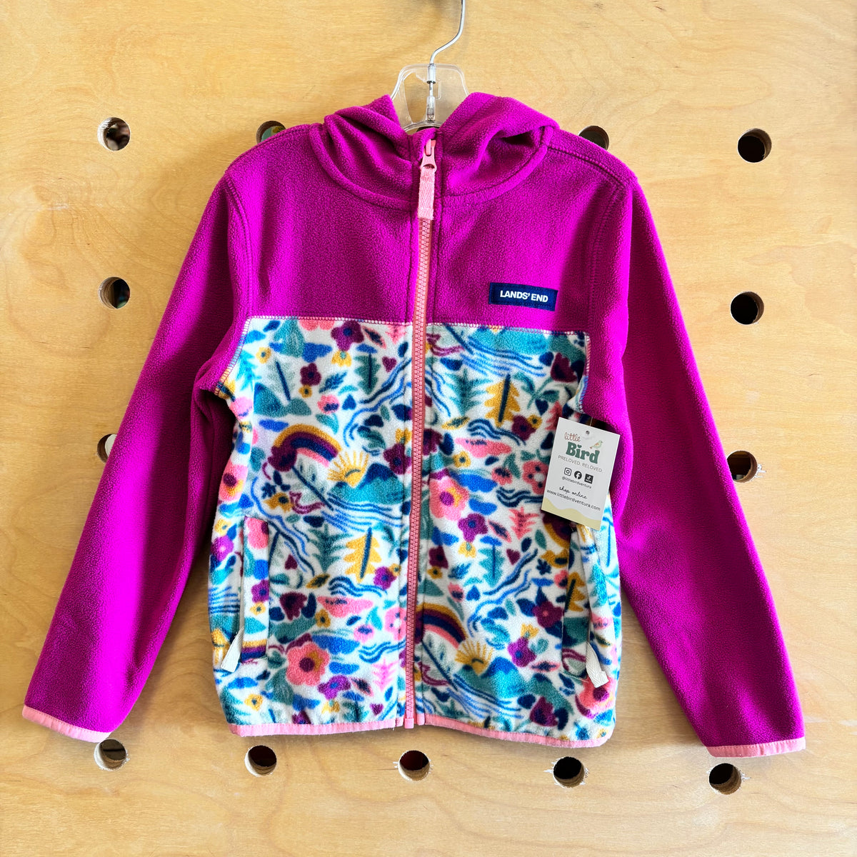 Purple Floral Fleece Hooded Jacket