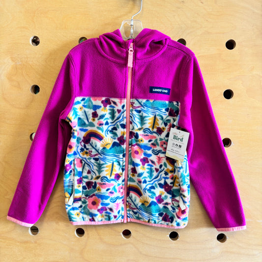 Purple Floral Fleece Hooded Jacket