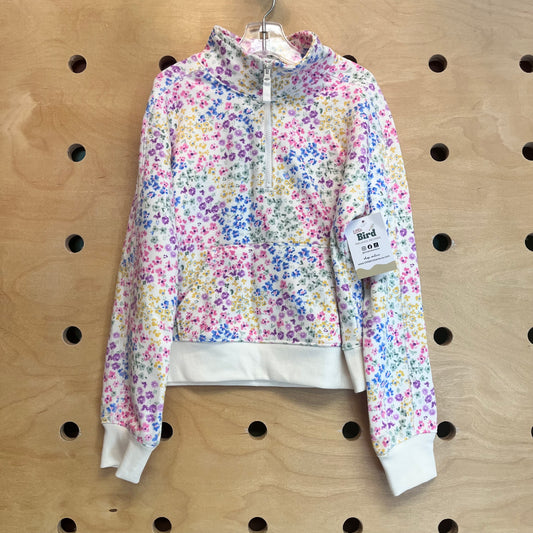 White Floral 1/4 Zip Pullover