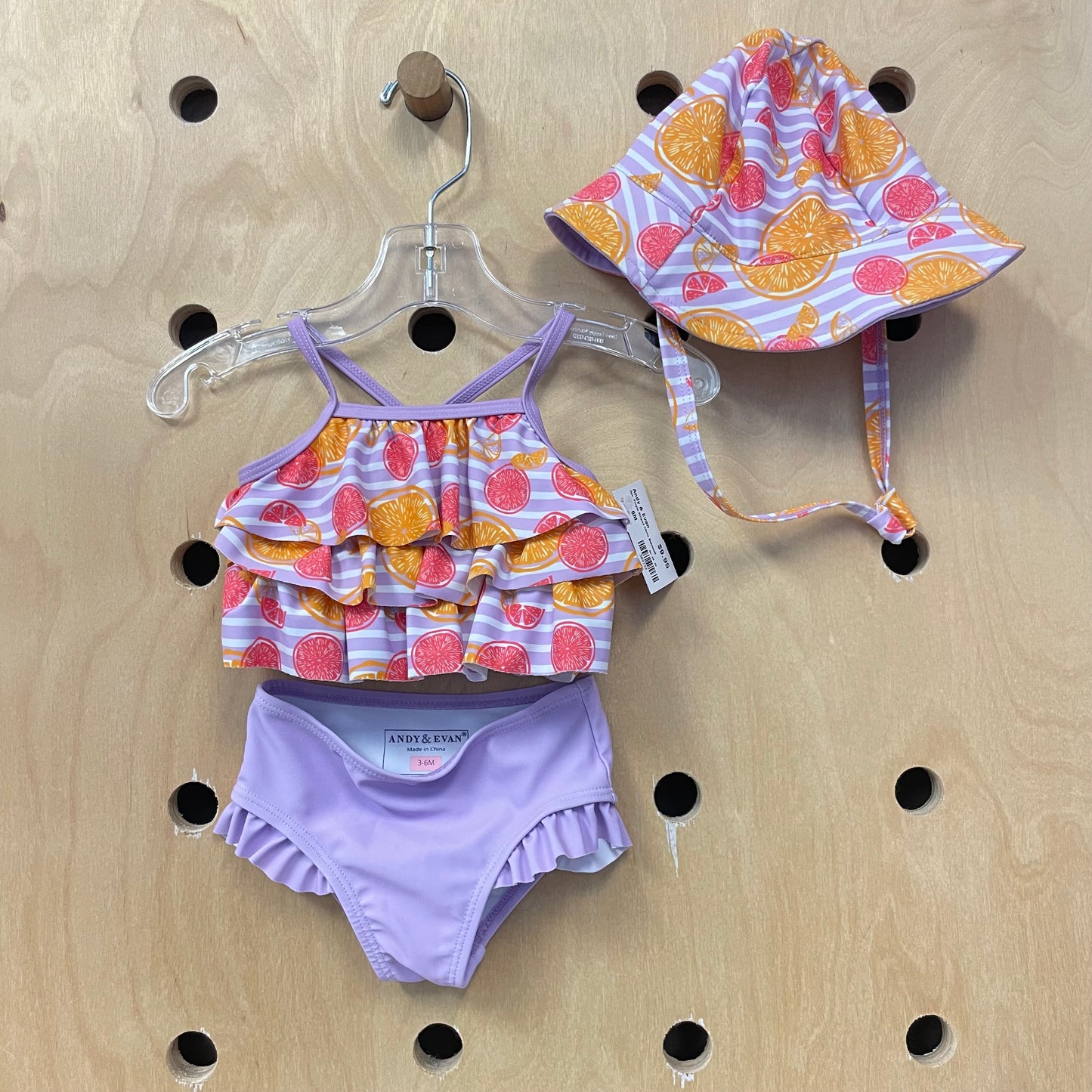 3pc. Purple Striped Citrus Swimsuit