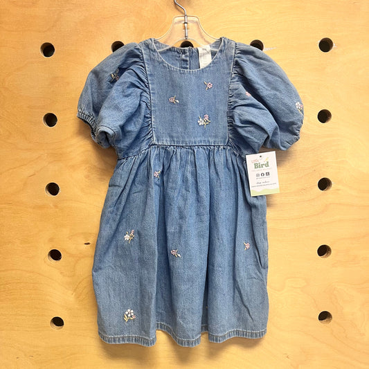 Embroider Floral Soft Denim Dress NEW!