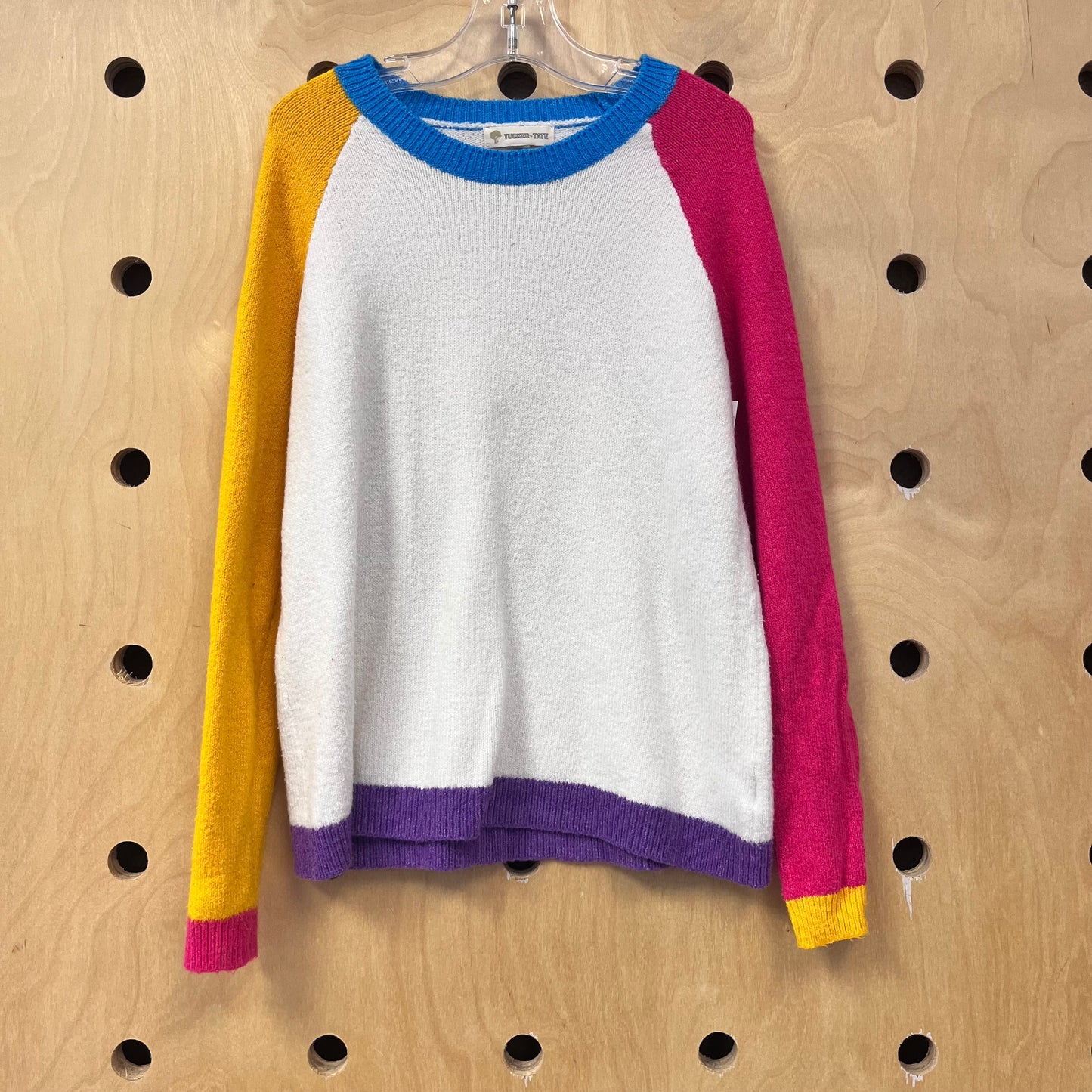 White Colorblock Sweater
