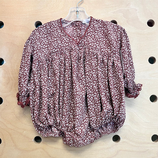 Brown Floral Silky Bubble Romper