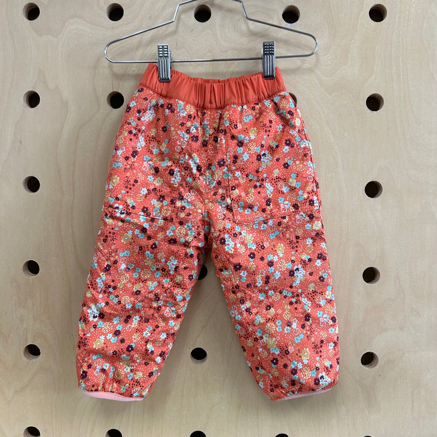 Orange Floral Snow Pants