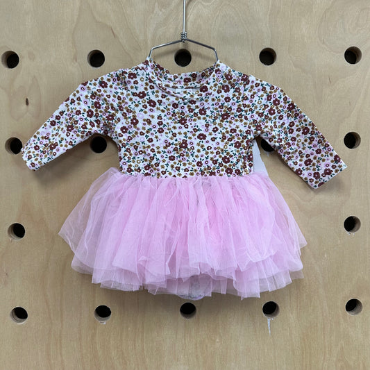 Pink Tulle+Floral Skirt Bodysuit