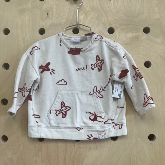 White+Red Airplane Pullover