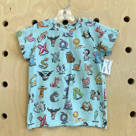 Teal Alphabet Animals Tee
