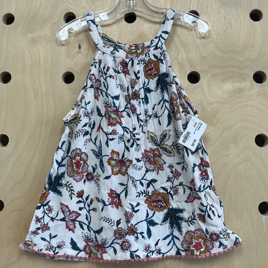 Cream Floral Crepe Tank