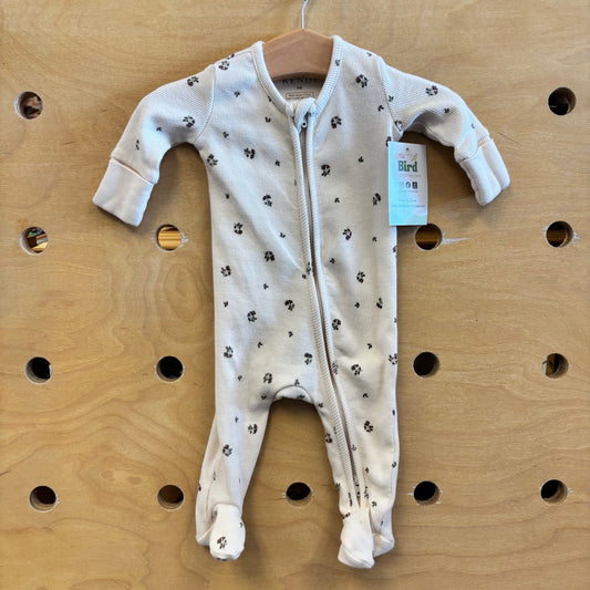 Cream Floral Ribbed Footies