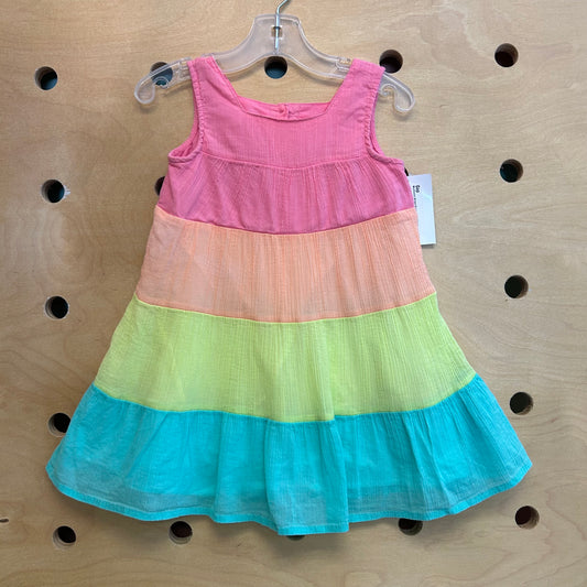 Multicolor Stripe Gauze Tank Dress
