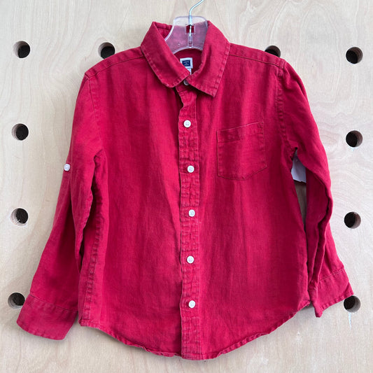 Red Linen Button Up Shirt