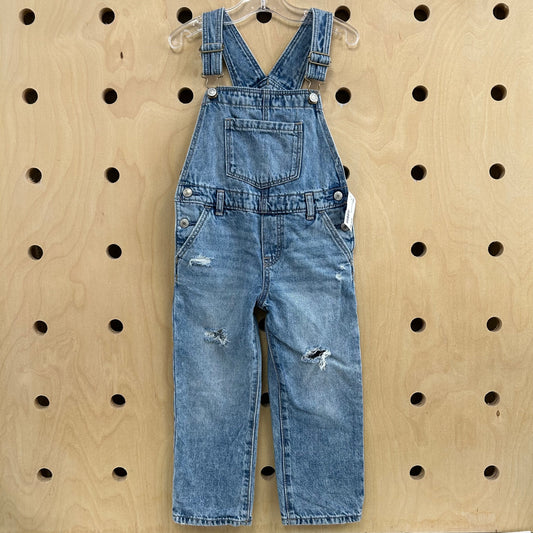 Denim Distressed Overalls