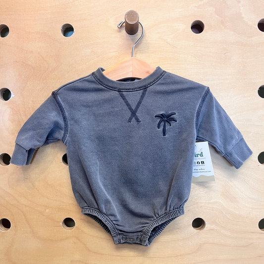 Grey Embroidered Palm Frech Terry Bodysuit
