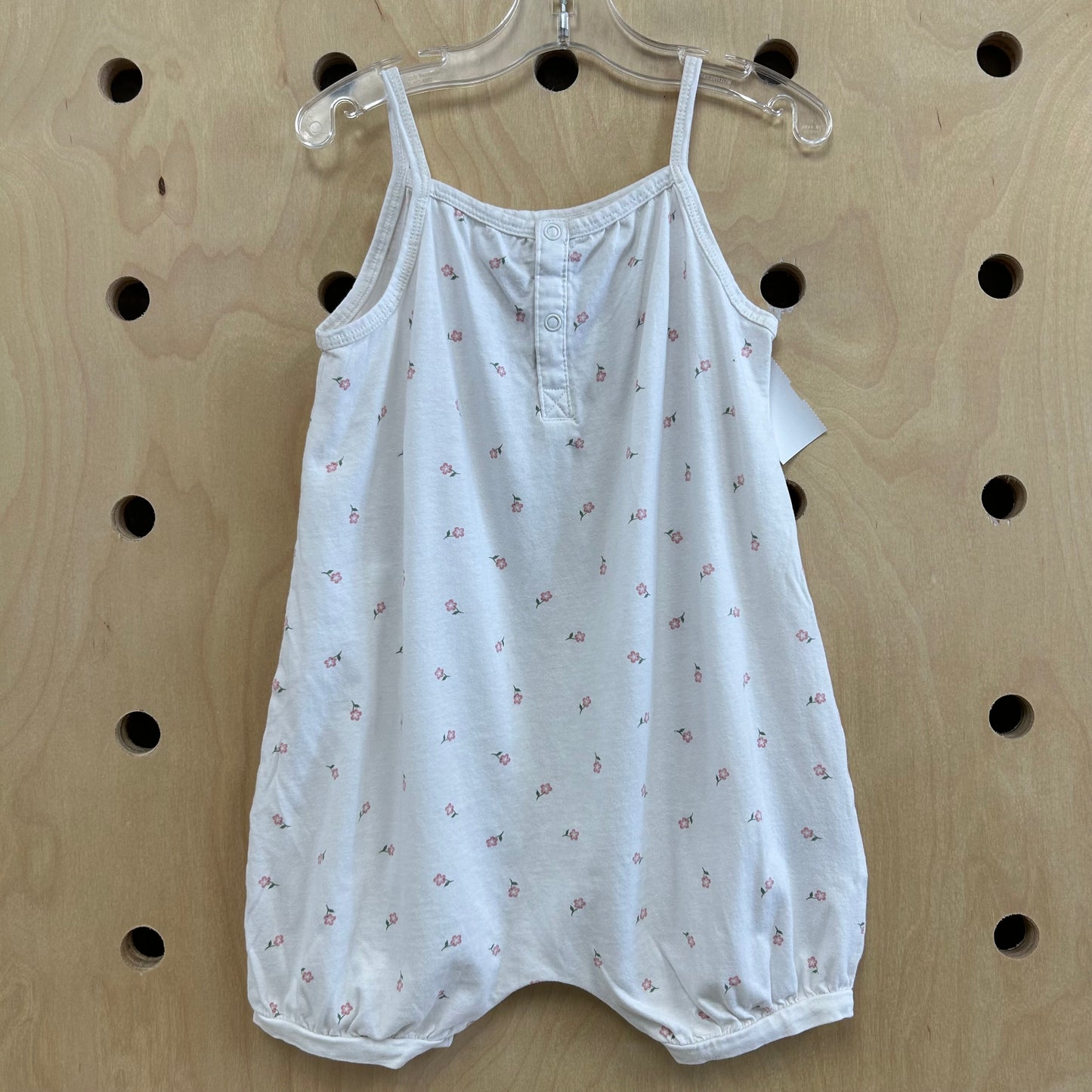 White & Pink Floral Romper