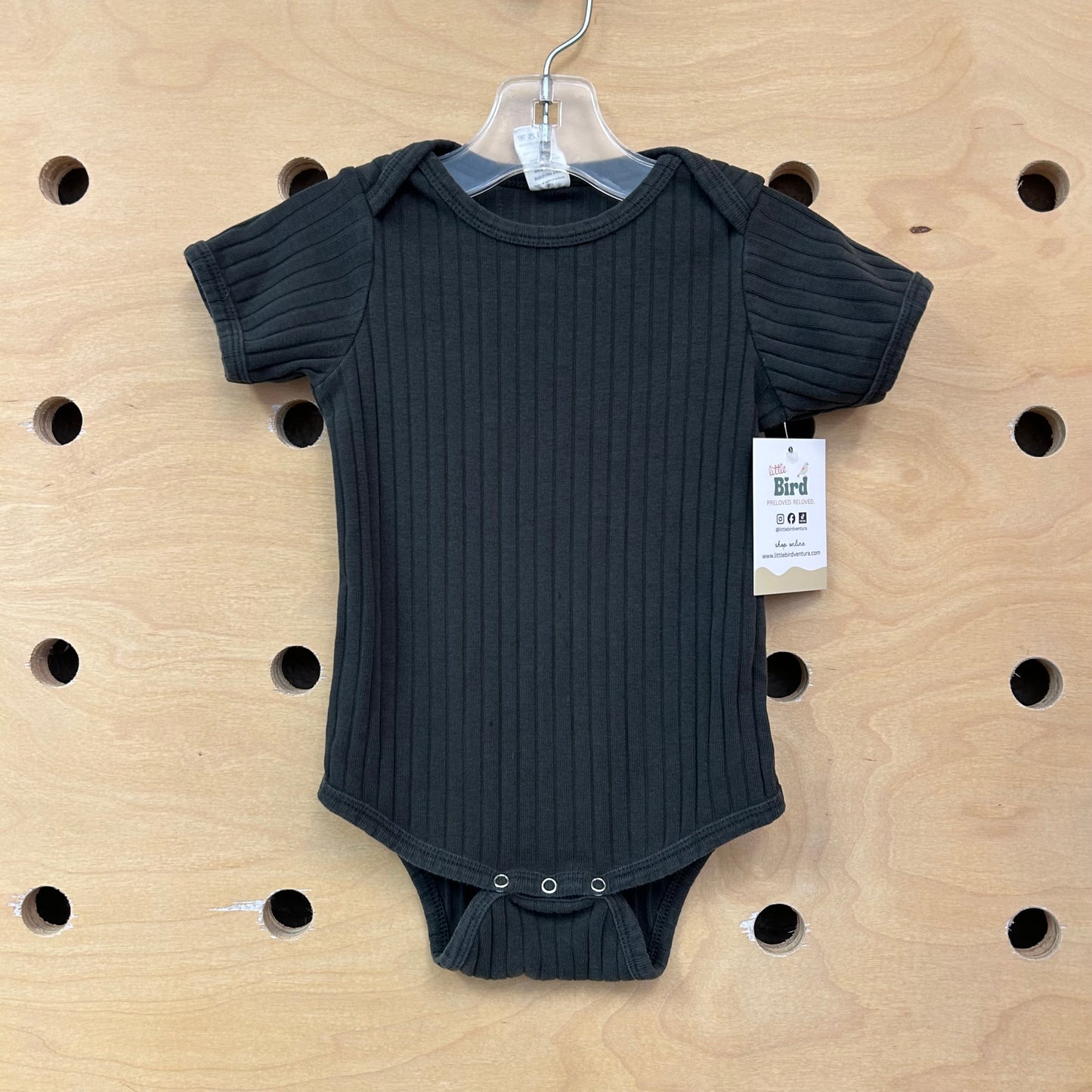 Grey Organic Ribbed Bodysuit
