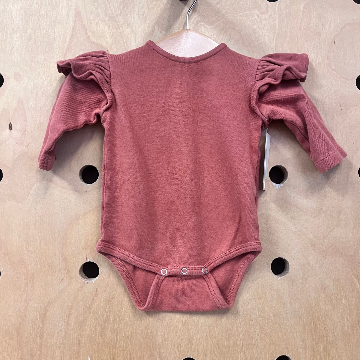 Rust Ruffle Sleeve Organic Bodysuit