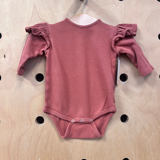 Rust Ruffle Sleeve Organic Bodysuit