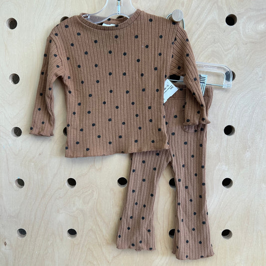 Brown Ribbed Polka Dot Outfit