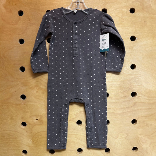 Grey/White Ribbed Snap Romper