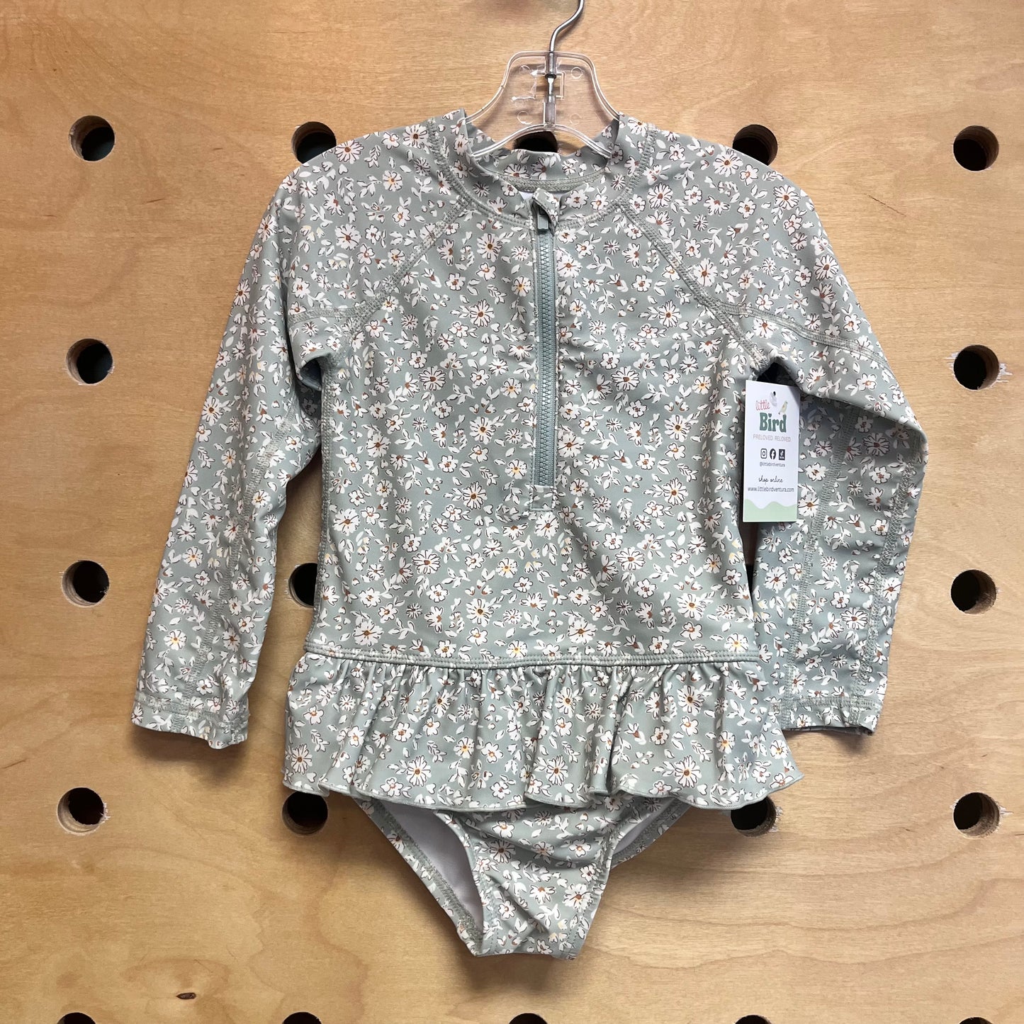 Green/White Floral Swimsuit