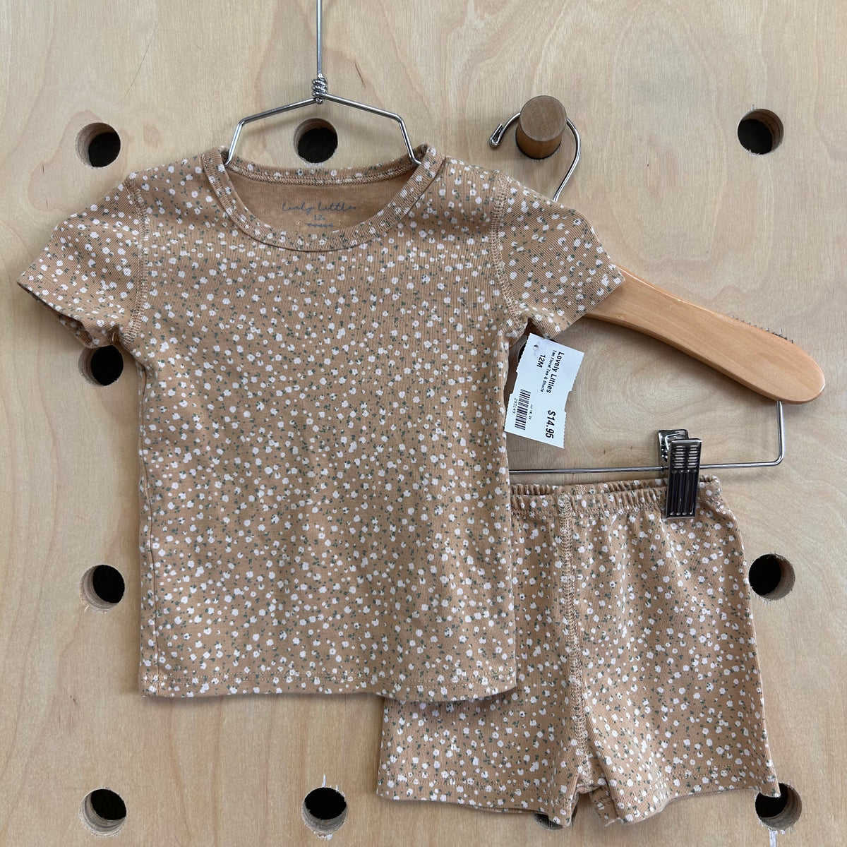 Tan Floral Tee & Shorts