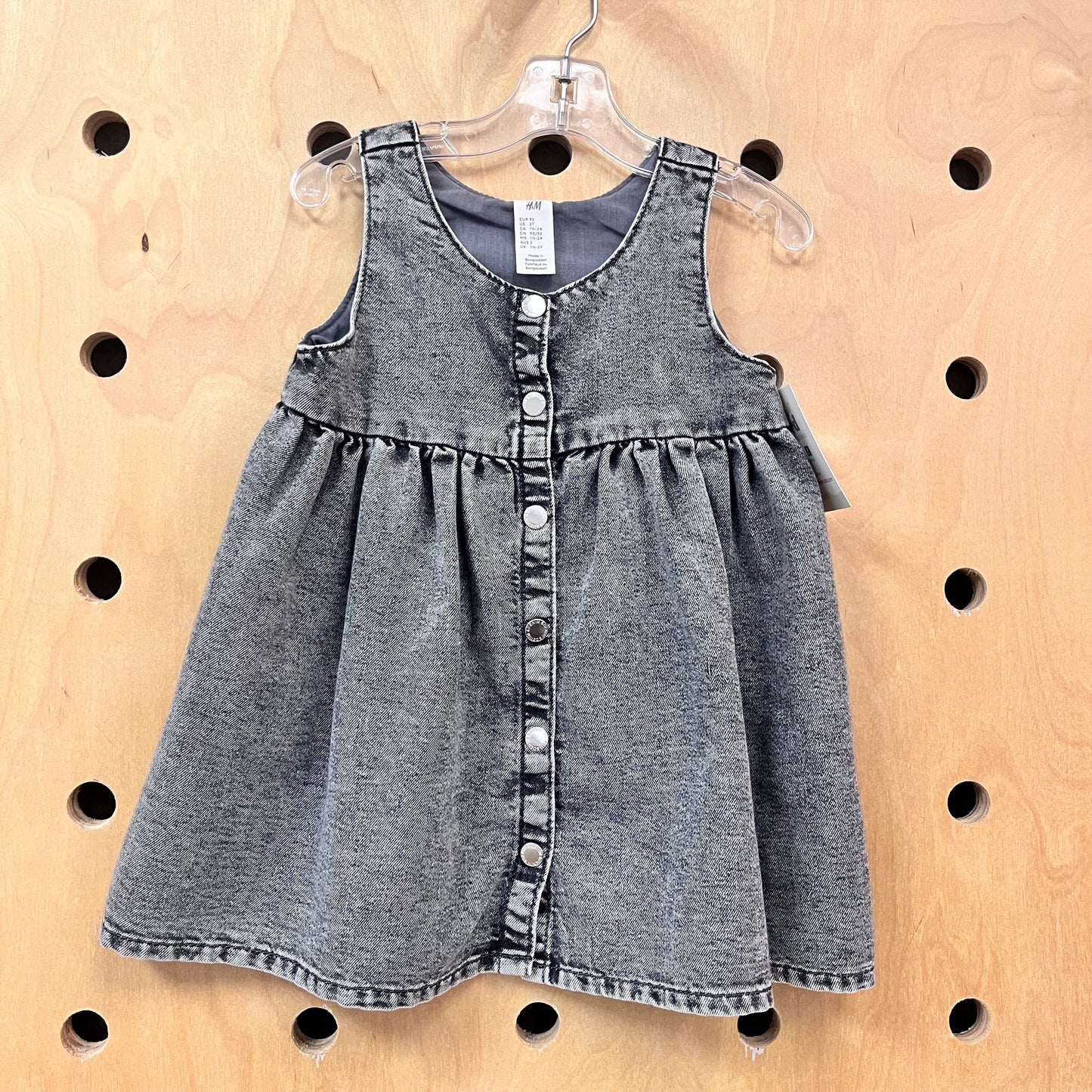 Grey Denim Snap Dress