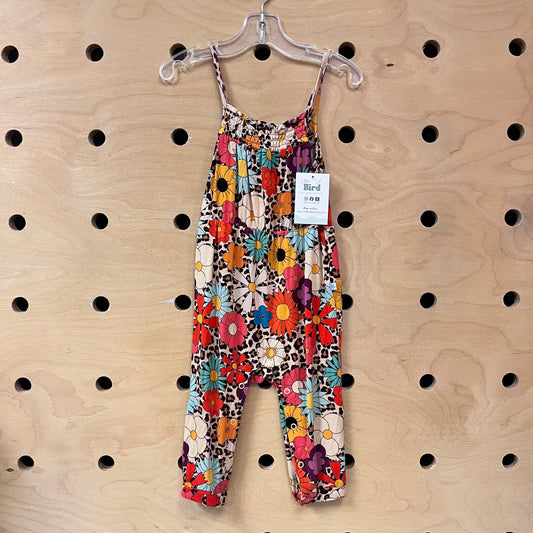 Bamboo Cheetah/Retro Floral Romper