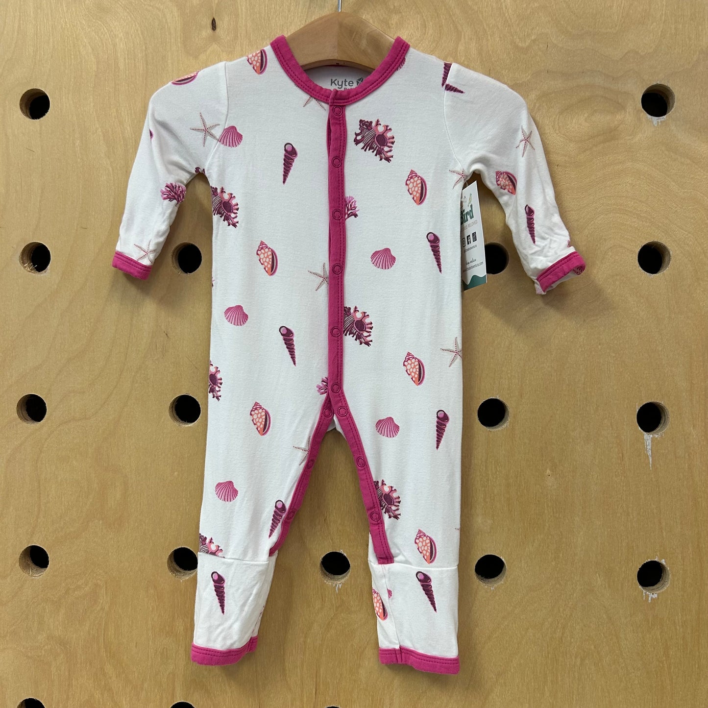 White Bamboo Seashells Snap Romper