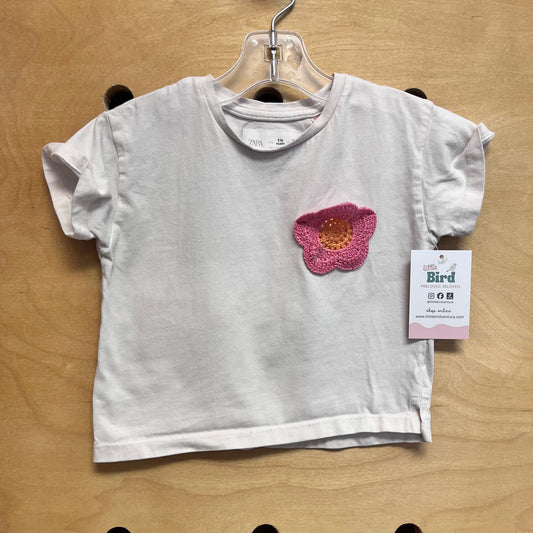 Ivory Crocheted Flower Tee