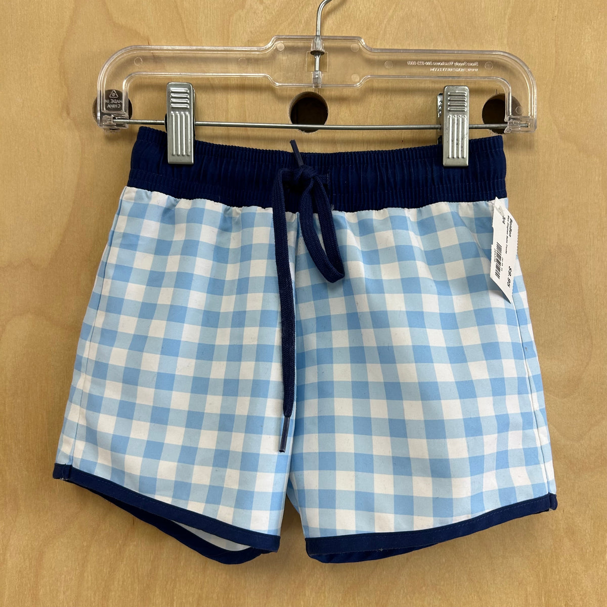 Blue Gingham Swim Trunks