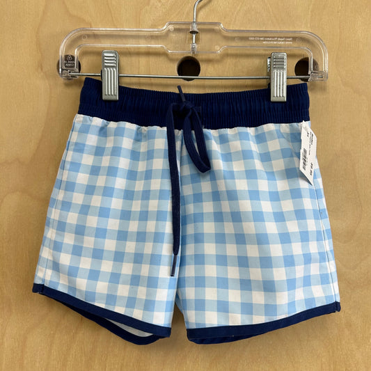 Blue Gingham Swim Trunks