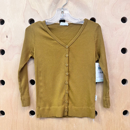 Olive Ribbed Button Up