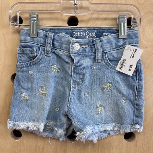 Denim Floral Shorts