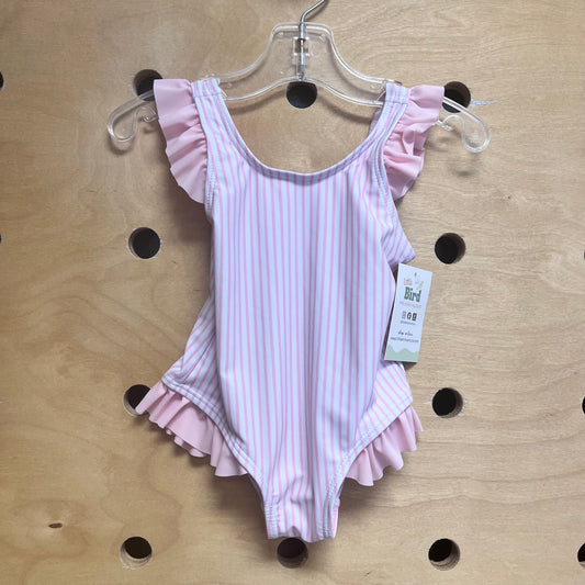Pink/White Striped Swimsuit