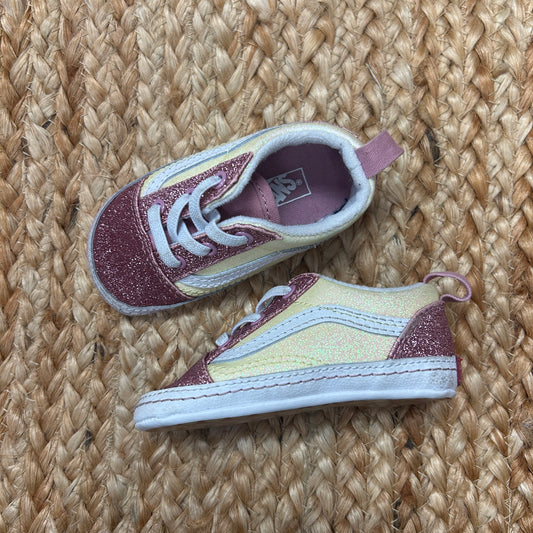 Yellow & Pink Glitter Slip Ons