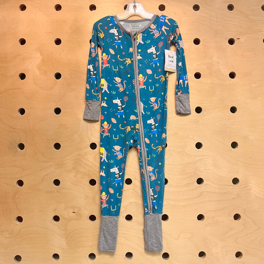 Teal Monkey Sports Bamboo Zippy