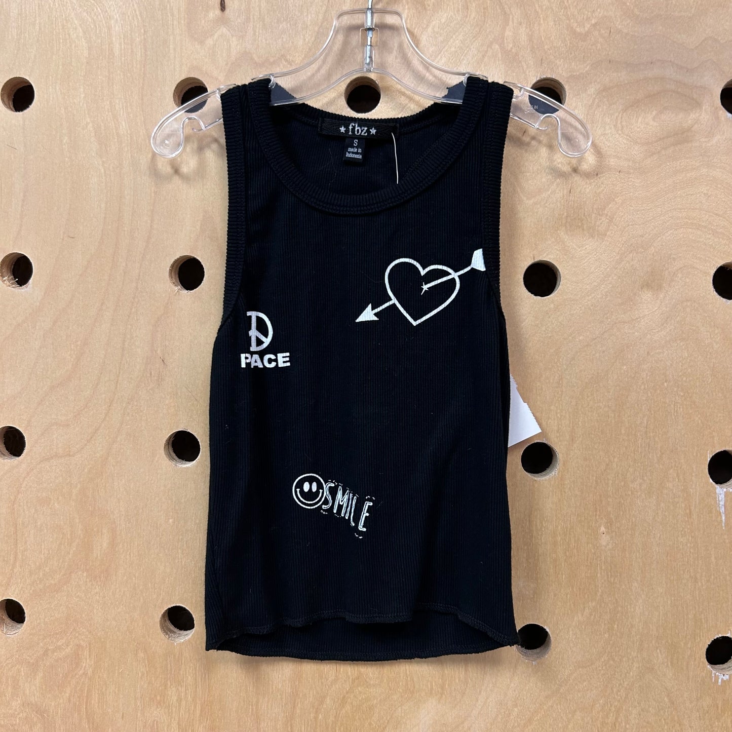 Black Ribbed Love Heart Tank NEW!